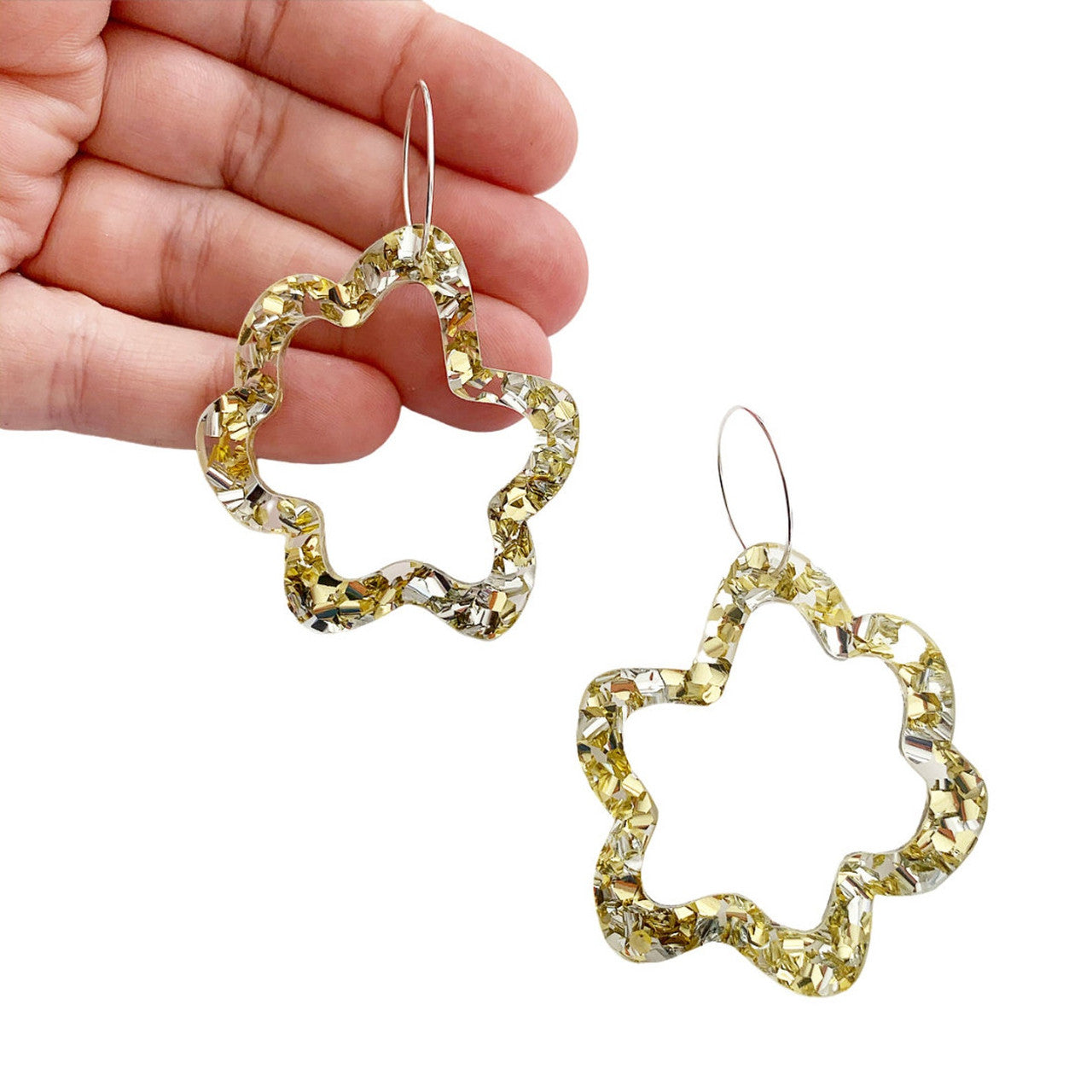 Load image into Gallery viewer, Mini Glitter Fluffy Hoops Gold
