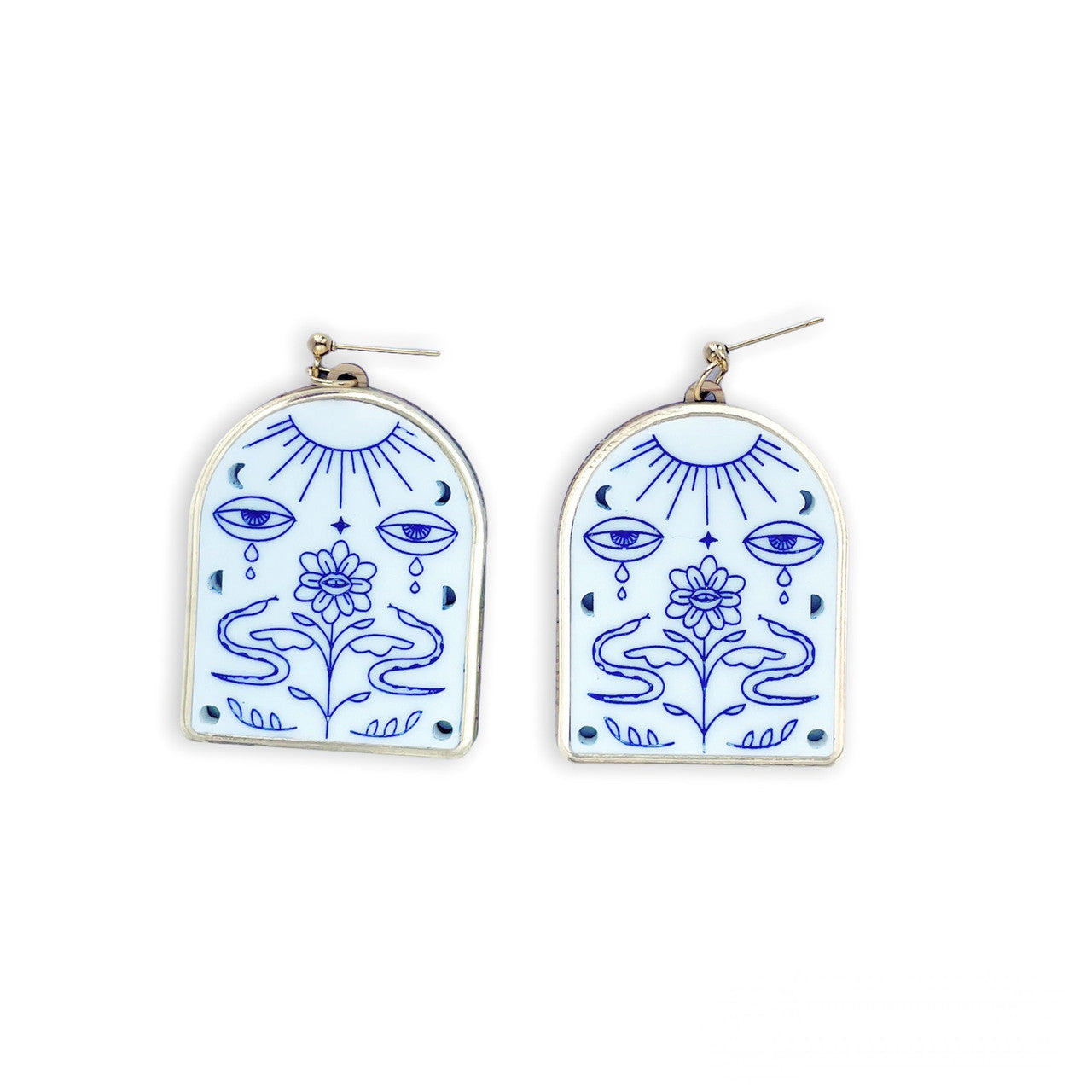 Load image into Gallery viewer, Arches Earrings Blue White

