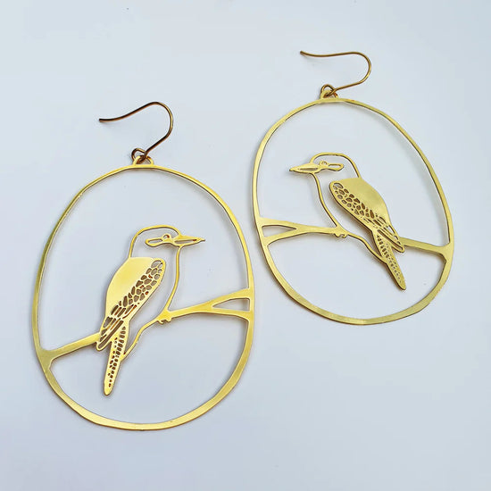 Kookaburra Dangle Earrings in Gold