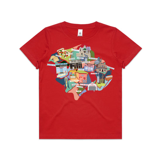 Load image into Gallery viewer, Inner West Map Kids Tee Red

