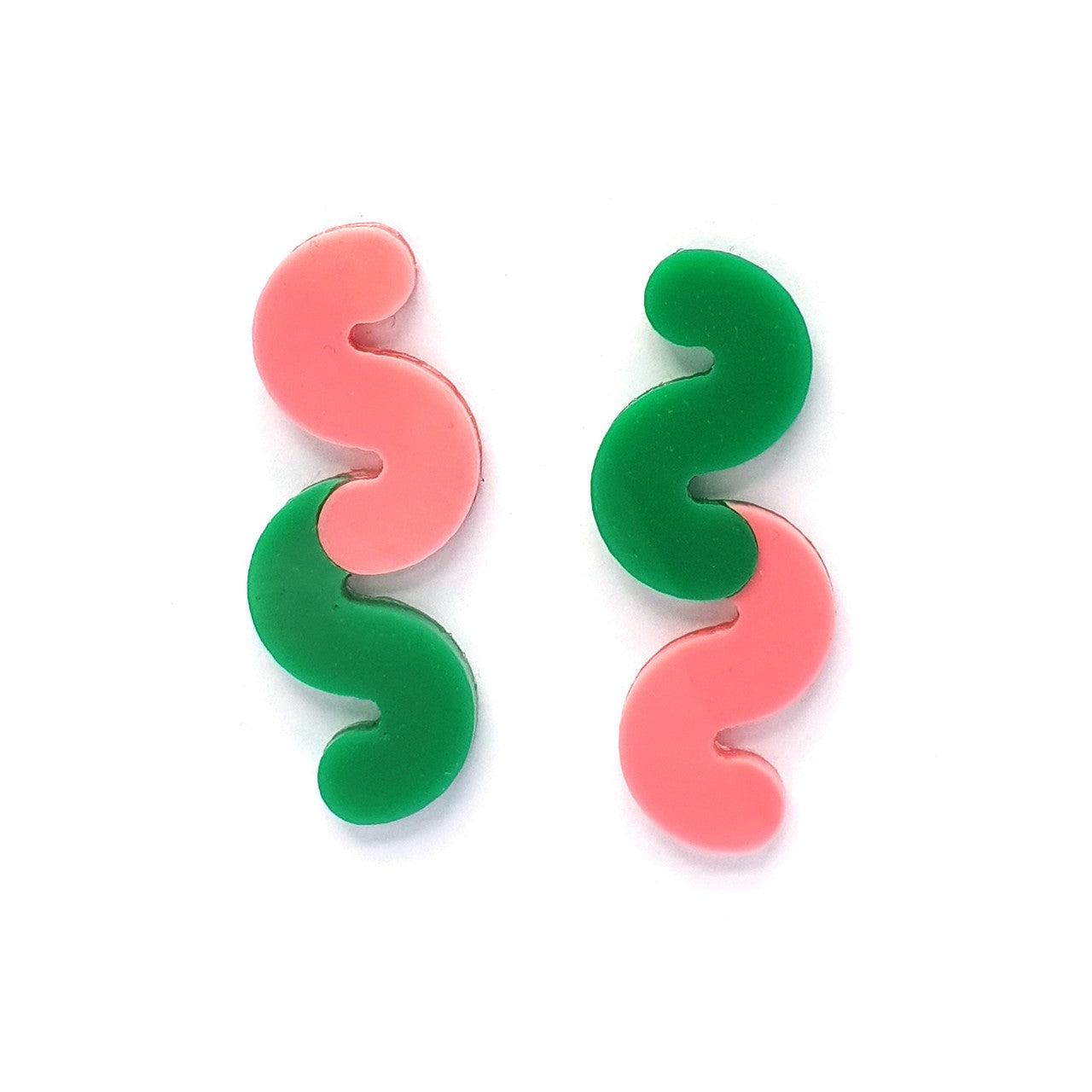 Load image into Gallery viewer, Wiggles Earring Pink Green
