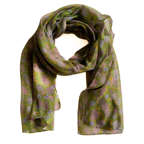 Wombat and Wattle Scarf in Green