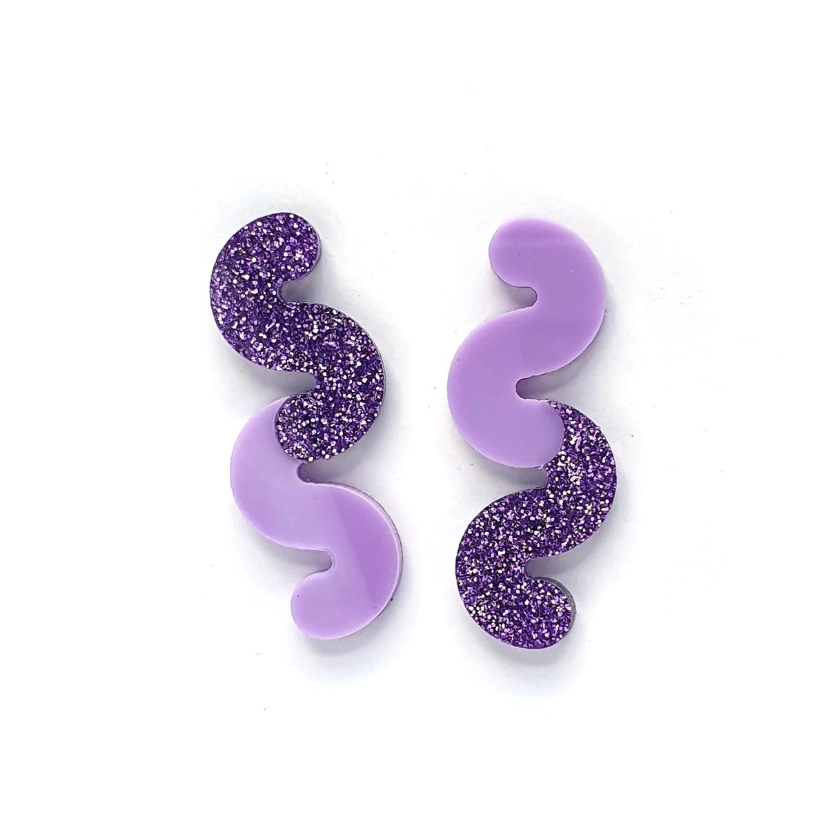 Wiggles Earring Purple and Purple Glitter