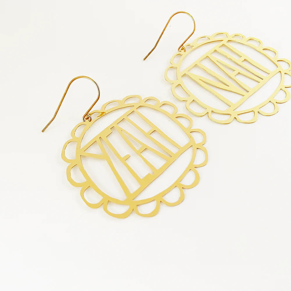 Load image into Gallery viewer, YEAH NAH Dangle Earrings in Gold
